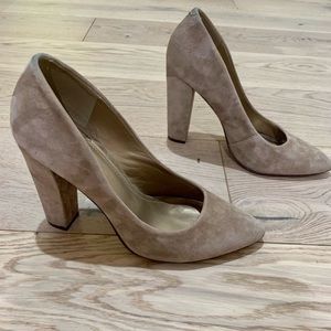 BCBG Generation Suede Taupe Heels